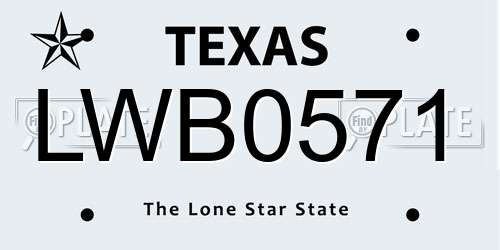 LWB0571 Texas License Plate