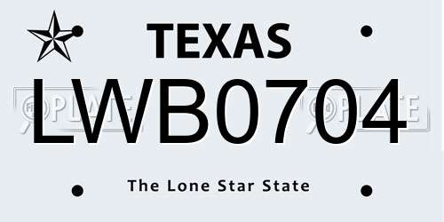 LWB0704 Texas License Plate