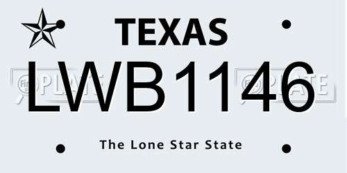 LWB1146 Texas License Plate
