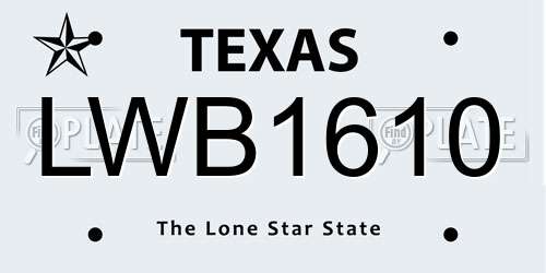 LWB1610 Texas License Plate