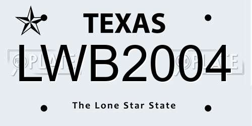 LWB2004 Texas License Plate