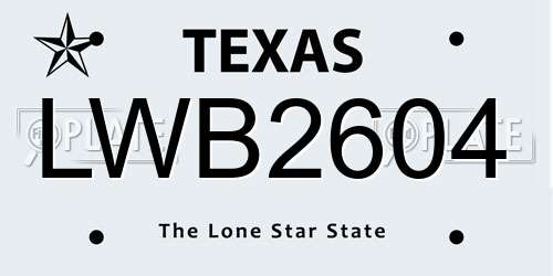 LWB2604 Texas License Plate