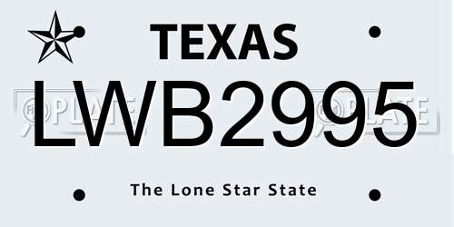 LWB2995 Texas License Plate