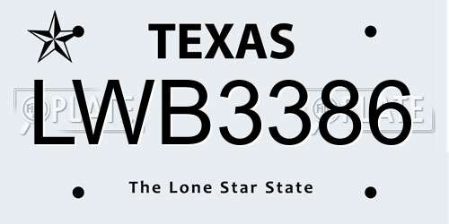 LWB3386 Texas License Plate