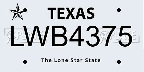 LWB4375 Texas License Plate