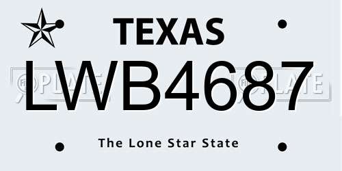 LWB4687 Texas License Plate