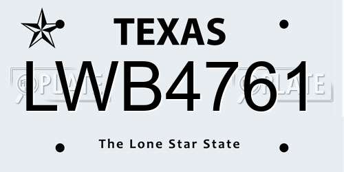 LWB4761 Texas License Plate