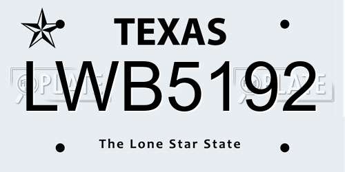 LWB5192 Texas License Plate
