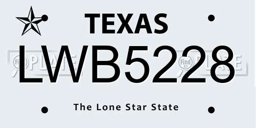 LWB5228 Texas License Plate