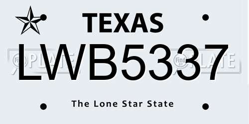 LWB5337 Texas License Plate