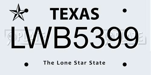 LWB5399 Texas License Plate