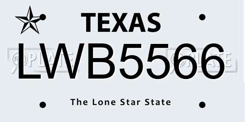 LWB5566 Texas License Plate
