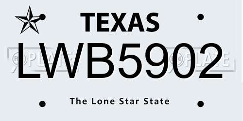 LWB5902 Texas License Plate