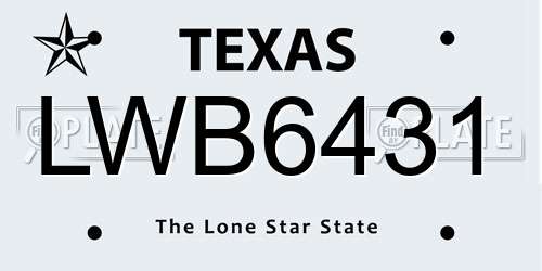 LWB6431 Texas License Plate