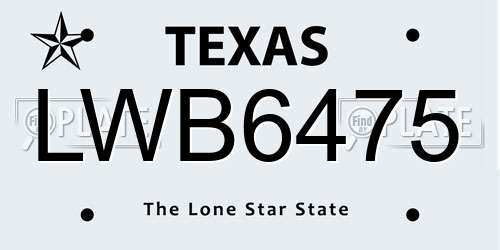 LWB6475 Texas License Plate