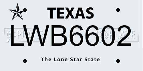 LWB6602 Texas License Plate