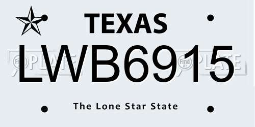 LWB6915 Texas License Plate