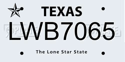 LWB7065 Texas License Plate