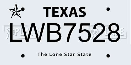 LWB7528 Texas License Plate