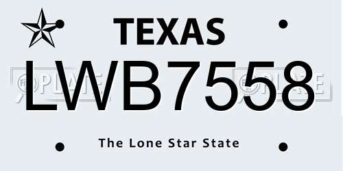 LWB7558 Texas License Plate