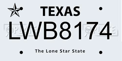 LWB8174 Texas License Plate