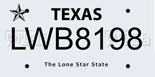 LWB8198 Texas License Plate