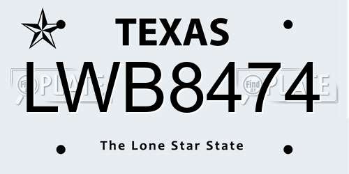 LWB8474 Texas License Plate