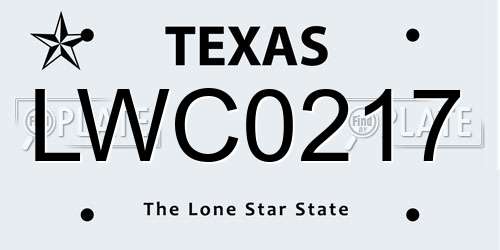 LWC0217 Texas License Plate