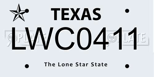 LWC0411 Texas License Plate