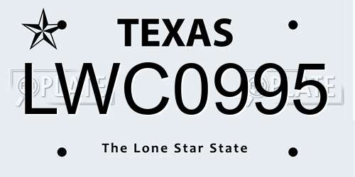 LWC0995 Texas License Plate
