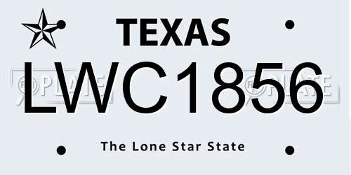 LWC1856 Texas License Plate