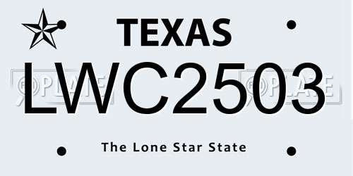 LWC2503 Texas License Plate