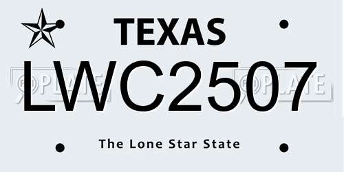 LWC2507 Texas License Plate