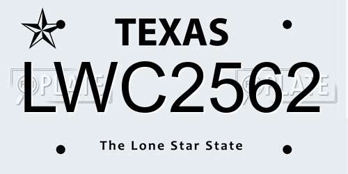 LWC2562 Texas License Plate