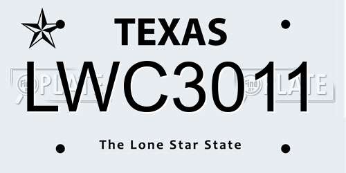 LWC3011 Texas License Plate