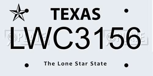 LWC3156 Texas License Plate