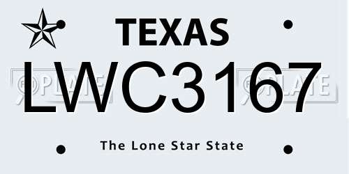 LWC3167 Texas License Plate