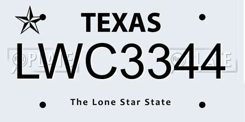 LWC3344 Texas License Plate