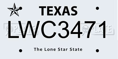 LWC3471 Texas License Plate