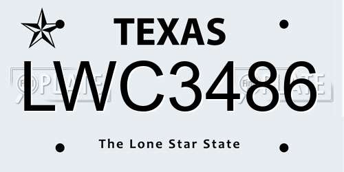 LWC3486 Texas License Plate