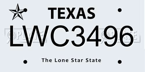 LWC3496 Texas License Plate