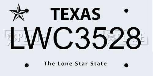 LWC3528 Texas License Plate