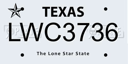 LWC3736 Texas License Plate