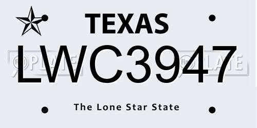 LWC3947 Texas License Plate