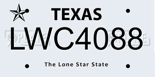 LWC4088 Texas License Plate