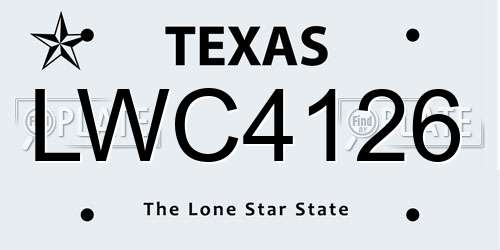 LWC4126 Texas License Plate