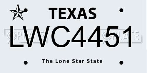 LWC4451 Texas License Plate