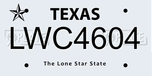 LWC4604 Texas License Plate