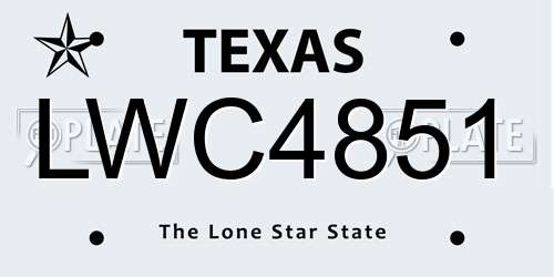 LWC4851 Texas License Plate