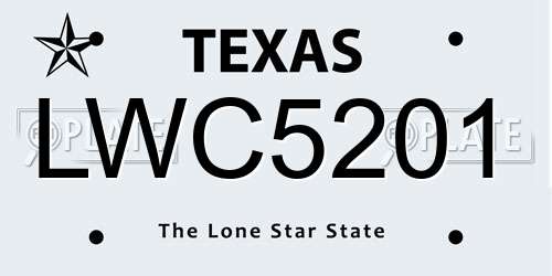 LWC5201 Texas License Plate